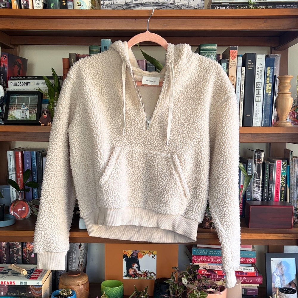 Cozy Cream Sherpa Wood Wood Hoodie Sweater